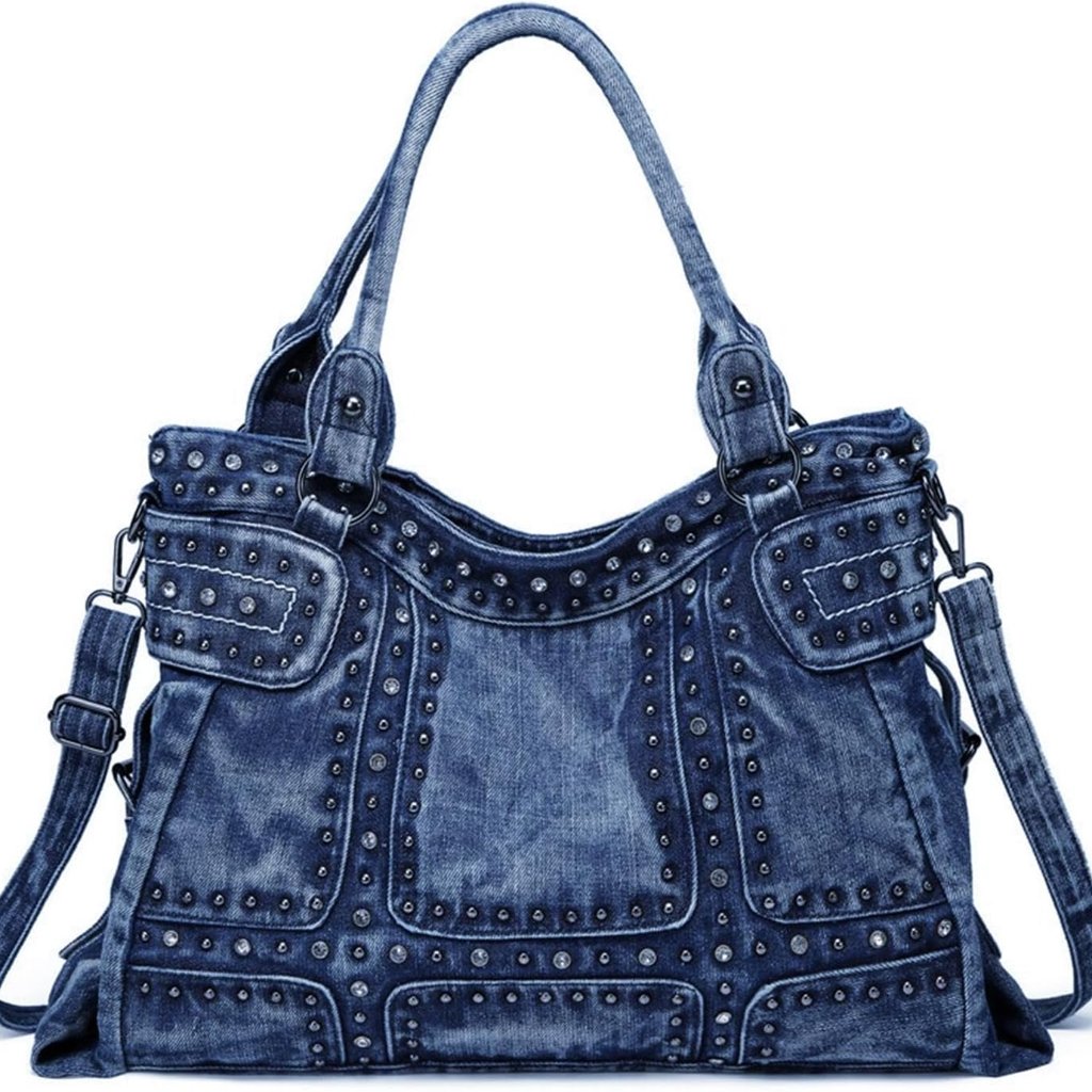 Designer Denim Handbags For Women Hobo Tote Bag Crossbody Denim Purses Blue Jean